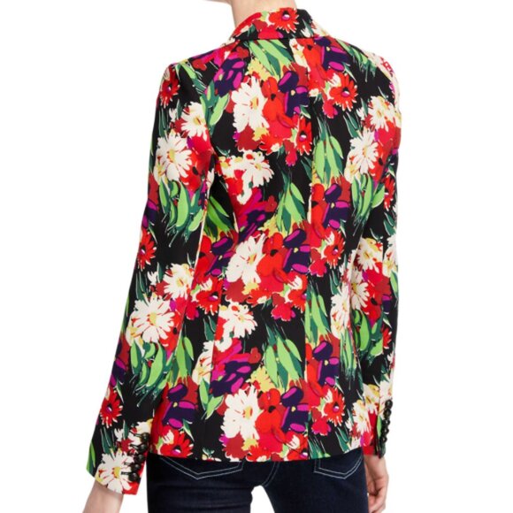 Veronica Beard 'Miller' Double-Breasted Floral-Print Dickey Jacket, Black Multi - Picture 2 of 3